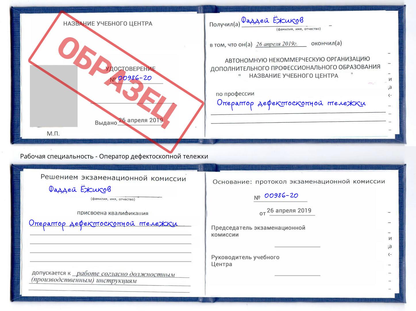 Оператор дефектоскопной тележки Реутов