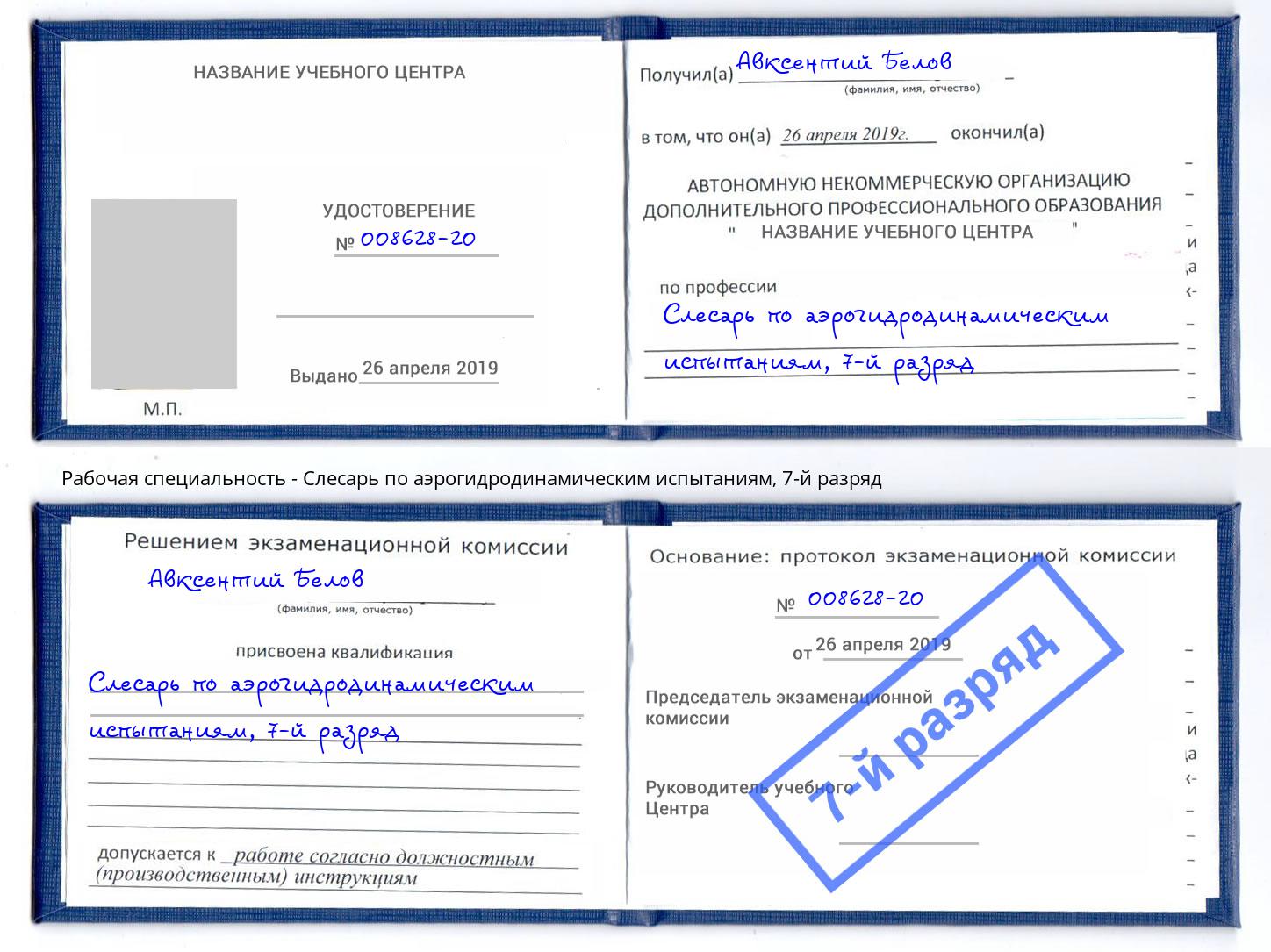 корочка 7-й разряд Слесарь по аэрогидродинамическим испытаниям Реутов